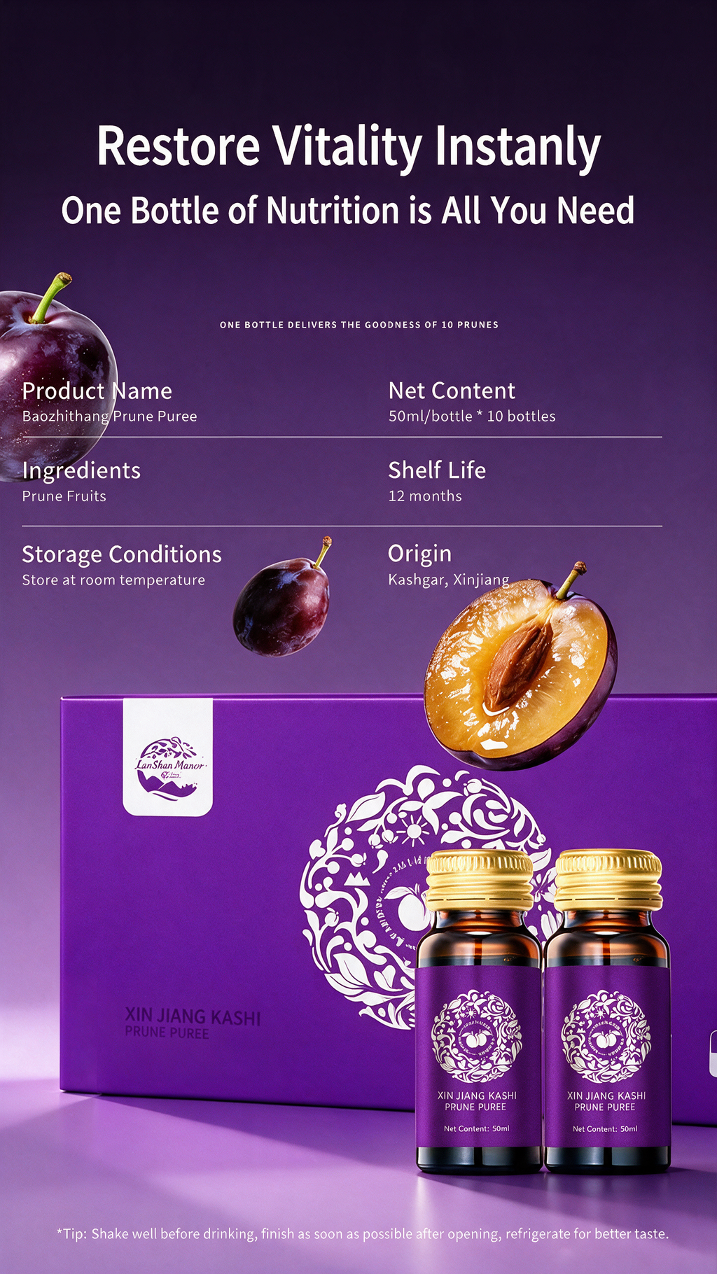 GutDetox™ Concentrated Prune Juice Shots - Natural Fast Debloat & Gut Cleanse