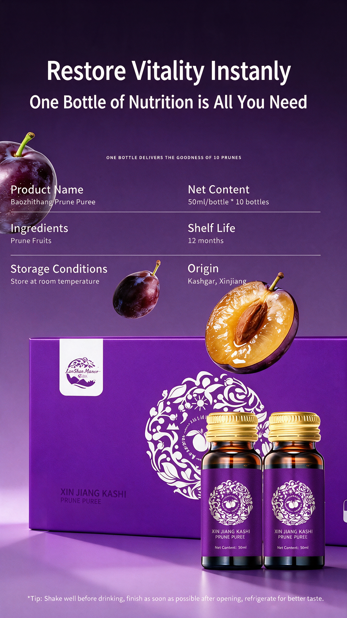 GutDetox™ Concentrated Prune Juice Shots - Natural Fast Debloat & Gut Cleanse